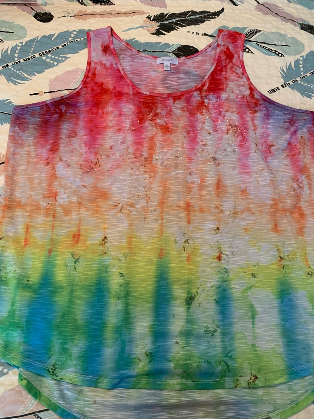 Concepts Womens’ Rainbow Tie-Dye Sleeveless Top - Multicolor